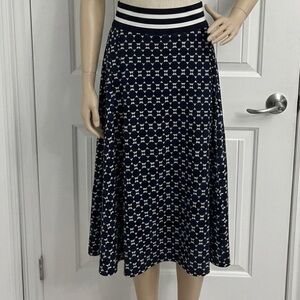GERRY WEBER Navy and White Geometric A Line Skirt